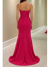 preiswerte Rosa-2-in-1 Cape Kleid Meerjungfrau  Trompete Abendkleid Elegantes Kleid Formell Semi-Formell Hochzeit Bodenlänge Ärmellos Mock Neck mit Stretch-Crepe