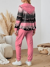 abordables Survêtements pour femmes-Ensembles de pantalons à capuche pour femmes en 2 pièces longues manches vêtements quotidiens à capuche graphiques ombrés rayés zip imprimés décontracté rose bleu violet automne coupe régulière