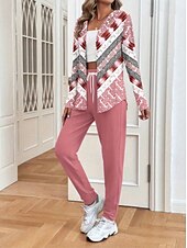 abordables Survêtements pour femmes-Femmes Actif Quotidien Sweat à capuche Survêtement Ensembles de Pantalons manche longue À capuche A Ombre Graphique Cordon de serrage Imprimé Extérieur Occasionnel Rose Claire Bleu Printemps Coupe