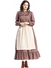  250e jubileum VS 19e eeuw jaren 1800 Cosplay kostuum Prairiejurk Pionier Meisje Koloniaal Pionier Onafhankelijkheidsoorlog Kostuum Dames Halloween Carnaval 4 juli Volwassenen Kleding Schort
