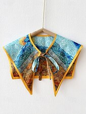 abordables Foulards pour femmes-Col amovible imprimé artistique pour femme – col foulard coloré inspiré de Van Gogh, style rétro vintage, accessoire de mode élégant pour tenues décontractées, tenues de bureau et événements artistiques