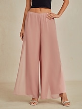 billiga fest dambyxor-Dam Trosor Byxor med raka ben Elegant Stylish Klassisk Stil Fullängd Medium Midja Ensfärgat Elastisk midja Elastisk Bröllop Semester Fest Blush Pink Vår, Höst, Vinter, Sommar Normal