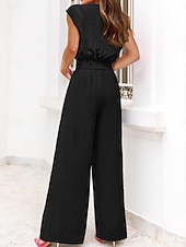 Mulheres Moda Roupa de rua Diário Conjuntos de calças Manga Curta Decote V Côr Sólida Cordões Casual Diário Preto Azul Marinho Escuro Azul Marinha Verão Normal baratos Blusas femininas-Mulheres Moda Roupa de rua Diário Conjuntos de calças Manga Curta Decote V Côr Sólida Cordões Casual Diário Preto Azul Marinho Escuro Azul Marinha Verão Normal