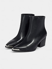 Недорогие Ботильоны-Женские коричневые ботильоны с острым носком из искусственной кожи – ботильоны в стиле вестерн на среднем каблуке с металлическим носком и молнией сбоку, повседневная осенняя обувь для городского уличного стиля и офисных нарядов