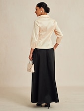abordables Blouses Élégantes-Femmes Chemisier Hauts Élégants Hauts de soirée Élégant Travail Col en V Travail robe demoiselle d honneur Tenue d'Affaire Beige Printemps Automne Hiver