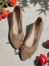 abordables Ballerines femme-Ballerines Flyknit Bow pour femmes – chaussures décontractées, légères, respirantes et élégantes, idéales au quotidien, pour les promenades en plein air et les pique-niques printaniers au jardin