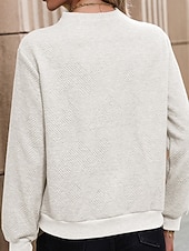 economico Top Semplici-Per donna Felpa Pullover Semplice Casual Manica Lunga Scollo a V Top Regolari Streetwear Abbigliamento Quotidiano Bottoni Nero Bianco Beige Autunno Inverno