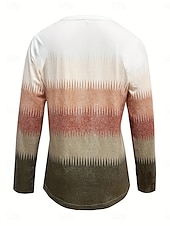 tanie Koszulka w paski i geometryczna-Damskie Tunika Podkoszulek Ombre Graficzny Geometryczny Zabytkowe Elegancki Klasyczny Długi rękaw Półgolf Okrągły dekolt Zwykłe topy Codzienny Wyjściowe Weekend Guziki Nadruk Niebieski Brązowy Khaki