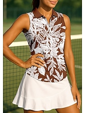 economico Camicia Donna-Per donna Floreale Maglietta sportiva Polo da golf Maglia da tennis Senza Maniche Cerniera Floreale UPF50+ Resistente ai Raggi UV Alta elasticità Traspirante Tennis Golf Pickleball Collo ripiegato
