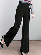 economico gamba larga e vita alta-Per donna Gamba larga Pantaloni Eleganti Moda Streetwear Lunghezza intera Naturale Semplice Elastico in vita Confortevole Affari Lavoro Formale Nero Bianco Autunno Vestibilità regolare