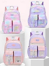 economico Zaini per Bambini e Adolescenti-Zaino scolastico pastello arcobaleno per ragazze preadolescenti borsa per libri leggera di grande capacità con multi tasche per viaggi quotidiani a scuola elementare