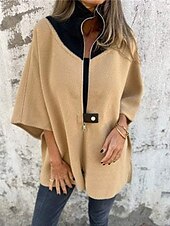 preiswerte Trenchcoats-Damen Mantel Freizeitjacke Warm Bequem Patchwork Reißverschluss Mode Modern Lässig Farbblock Ausgehen Wochenende Reisverschluss Regulär Stehkragen Normale Passform Dreiviertelarm Oberbekleidung