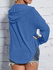abordables Hauts Simples-Femmes Sweat à capuche Uni Occasionnel manche longue À capuche Hauts Réguliers Rue Tenue Quotidienne Noir Rose Claire Bleu Gris Automne Hiver
