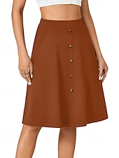abordables Jupes unies-Femmes Jupe Occasionnel Au-dessus du genou Taille Basse Jupes Uni Avec Poches Micro-Élastique Vacances Rue Noir Rouge Bleu Marron Automne Polyester