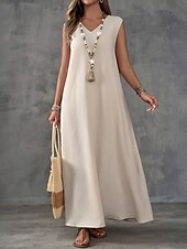 economico Vestito Semplice-Per donna Abito maxi Abito a trapezio Abito Estivo Casual Quotidiano Vestibilità regolare Semplice Senza Maniche Scollo a V Nero Bianco Viola chiaro Verde Estate