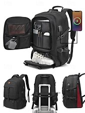 abordables Mochilas de Exterior-Mochila expandible de gran capacidad para hombre con tela repelente al agua, puerto de carga USB, diseño multicompartimento, bolso informal para portátil para exteriores y viajes.