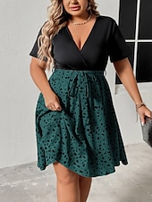 ieftine Rochii-Pentru femei Mărime Plus Rochie casual Leopard În V Manșon scurt Primăvară Toamnă Elegant Modă Modern Casual Rochie mini Zilnic Concediu Rochie