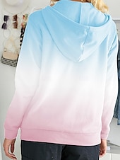 baratos Arte &amp; Design Tops-Jaqueta de Moletom com Capuz Feminina Manga Longa Hoodie com Zíper Com Bolso Leve Casual Microelástico Geométrica Ativa Cordão Amarelo Rosa Azul Roxo Primavera Outono