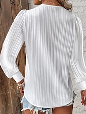 preiswerte Damen Einfache Oberteile-Damen Spitzenbluse Einfarbig Elegant Stilvoll Basic Langarm V Ausschnitt Normale Oberteile Täglich Spitze Patchwork Weiß Rote Purpur Orange Grün Sommer Frühling Herbst