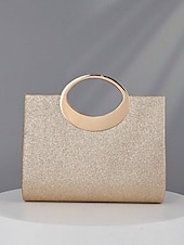 cheap Clutches &amp; Evening Bags-Women’s Rhinestone Evening Clutch Bag with Round Handle – Sparkly Gold Crystal Purse for Cocktail Parties, Weddings &amp; Formal Events