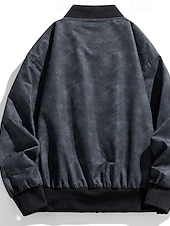 economico Giubbotti Casual-Per uomo Giacca Giacca Casual All&#039;aperto Vacanza Caldo Cerniera Tasca Autunno Inverno Semplice Moda Comfort Colletto Mao Regolare Nero Cachi Giacca