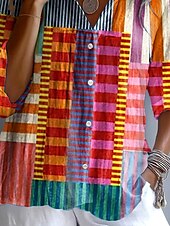 preiswerte Damen Streifen- und geometrische Oberteile-Damenhemden Langarm Blusen mit Knopfverschluss Grafik Geometrisch Gestreift Vintage Tropisch Alltag Hemd Kragen Reguläre Oberteile Arbeit Alltag Urlaub Knöpfe Print Regenbogen Sommer Frühling Herbst