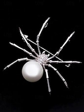 preiswerte Halloween-Zubehör-Halloween-Spinnenbrosche für Damen – schwarze Spinnennadel aus Legierung mit Kunstperle, Vintage-Schmuck im Gothic-Stil für Damen, ideal für Partys, Cosplay und Kostümzubehör