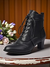 economico anni 1930-stivaletti alla caviglia stringati bianchi in stile edoardiano vittoriano da donna - stivaletti brogue vintage in pelle con tacco medio anni &#039;90, scarpe eleganti retrò per tea party, cosplay,