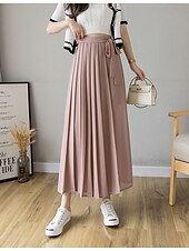 economico gamba larga e vita alta-Per donna Gamba larga Chinos Casual Lunghezza intera Naturale Semplice Gamba larga Coulisse Comodo Traspirabilità Casual Quotidiano Nero Rosa Blu Primavera Autunno Vestibilità comoda