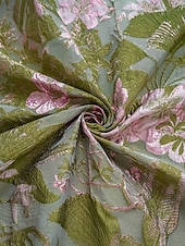 abordables FLORALES-Robe de soirée A-Line en jacquard floral verte élégante Robe de mariage formelle longueur au sol sans manches en V en nylon avec poche fente Robe invitée de mariage