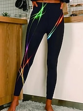 economico -Per donna Pantaloni Eleganti Leggings Collant Atletico Lunghezza intera Naturale Grafico Stampato Comodo Sollevamento glutei Controllo addominale Yoga Casual Quotidiano Oro nero Nero 1 # Nero 2