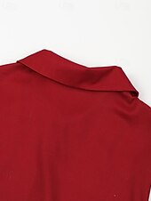 preiswerte Elegante Blumenkleider-Damen Langes Kleid Maxikleid Hemdblusenkleid Freizeitkleid Elegant Mode Modern Outdoor Party Ferien Normale Passform Farbblock Langarm Hemdkragen Wein Frühling Herbst