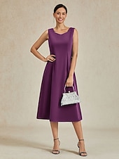 cheap Cocktail Dress-Women&#039;s Midi Dress Sheath Dress A Line Dress Elegant Wedding Party Wedding Guest Regular Fit Solid Color Sleeveless V Neck Gray Pink Black Burgundy Navy Blue Summer Spring Fall Winter