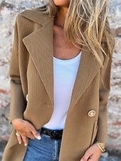 economico Cappotti Trench-Per donna Cappotto Trench Caldo Confortevole Tasca Bottoni Moda Moderno Casual Semplice Uscire Weekend Doppiopetto Lungo Bavero a lancia Vestibilità regolare Manica Lunga Capispalla Nero Bianco