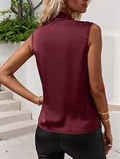 economico Top sexy da donna-Per donna Canotta a canotta Semplice Elegante Moderno Senza Maniche Scollo a Cascata Top Regolari Quotidiano Ferie Arricciato Vino Blu Verde Estate