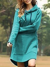 economico Felpe ed abiti sportivi-Per donna Mini Abito Abito con Cappuccio Moda Moderno Vacanza Quotidiano Uscire Vestibilità regolare Semplice Manica Lunga Con Cappuccio Nero Giallo Rosso Blu Primavera Autunno