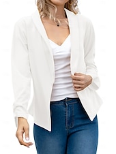 abordables Blazers et Costumes-Femmes Blazer Confortable Respirant Coupe ajustée Mode Moderne Uni Travail Quotidien Régulier Col Rabattu Coupe régulière manche longue Vêtements d&#039;extérieur Rose Claire Noir Blanche Printemps Automne