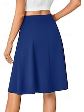 abordables Jupes unies-Femmes Jupe Occasionnel Au-dessus du genou Taille Basse Jupes Uni Avec Poches Micro-Élastique Vacances Rue Noir Rouge Bleu Marron Automne Polyester