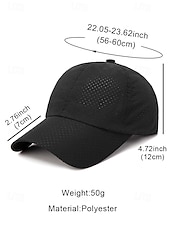 abordables Sombreros de hombre-Gorra de béisbol ligera y transpirable para hombre: gorra deportiva de malla de secado rápido con hebilla de metal ajustable para correr, jugar al golf, hacer senderismo y uso diario.