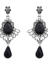 cheap Women&#039;s Earring-Women&#039;s 1920s Gatsby Drop Earrings - Vintage Black Crystal Dangle Earrings with Rhinestones for Roaring Twenties Themed Parties