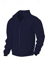 economico Giubbotti Casual-Per uomo Giacca Invernale Giacca in Pile Giacca Casual Vacanza Quotidiano Calore Termico Tasca Pile Autunno Inverno Semplice Moda Streetwear Collo alla coreana Regolare Aalbicocca Nero Blu marino