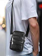 ieftine Genți de Băieți-Geantă de umăr crossbody din piele pentru bărbați, cu design multi-buzunare, geantă mică de călătorie și geantă de talie pentru uz zilnic casual și activități în aer liber