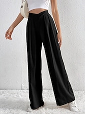 economico gamba larga e vita alta-Per donna Gamba larga Pantaloni Streetwear Casual Lungo Vita Alta Semplice Traspirabilità Morbido Micro-elastico Vacanza Streetwear Abbigliamento quotidiano Nero Rosa Blu chiaro Albicocca Autunno