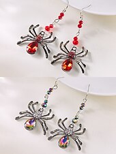 abordables Boucle d&amp;#39;oreille pour femme-Boucles d'oreilles pendantes araignées d'Halloween pour femmes – design en alliage de cristal coloré, bijoux légers pour fêtes, cosplay et événements en boîte de nuit