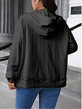 abordables veste à capuche-Femmes Veste Décontractée Confortable Respirant Avec Poches Mode Occasionnel Uni Occasionnel Tenue quotidienne Régulier À capuche Coupe régulière manche longue Vêtements d&#039;extérieur Bleu Ciel Noir