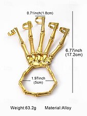 economico Accessori di Halloween-Bracciale da donna in lega di Halloween con scheletro a forma di mano – anelli regolabili in stile punk gotico per feste e cosplay