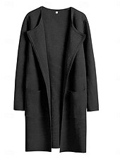 abordables Manteaux Trench-Femmes Trench Confortable Respirant Avec Poches Mode Quotidien Style OL Uni Extérieur Vacances Occasionnel Simple Boutonnage Long Revers Coupe régulière manche longue Vêtements d&#039;extérieur Marron