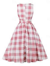 levne Šaty-Retro 50. léta Rockabilly Polední Houpací šaty Flare šaty Přizpůsobení a odlesky Pléd Dámské Plesová maškaráda Dovolená Ležérní Retro tematická párty Dospělí Šaty Jaro léto