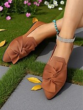 abordables Chaussures sans lacet et mocassins femme-Chaussures à enfiler Flyknit Bow pour femmes – Chaussures plates décontractées, légères et respirantes pour un usage quotidien, les pique-niques dans le jardin et les rassemblements en plein air