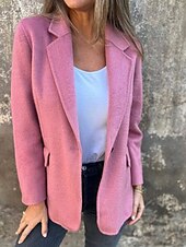 economico Cappotti Invernali-Per donna Cappotto Invernale Giacca Casual Caldo Confortevole Tasca Bottoni Casual Semplice Uscire Casual Quotidiano Monopetto Regolare Collo ripiegato Vestibilità regolare Manica Lunga Capispalla